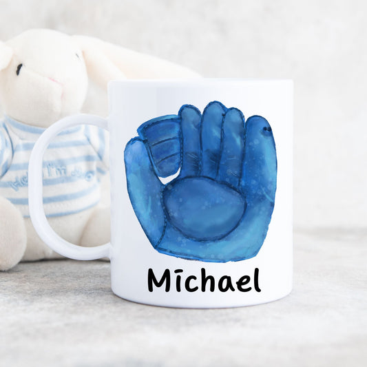 Personalized Blue Baseball Glove Mug - MerikaArt