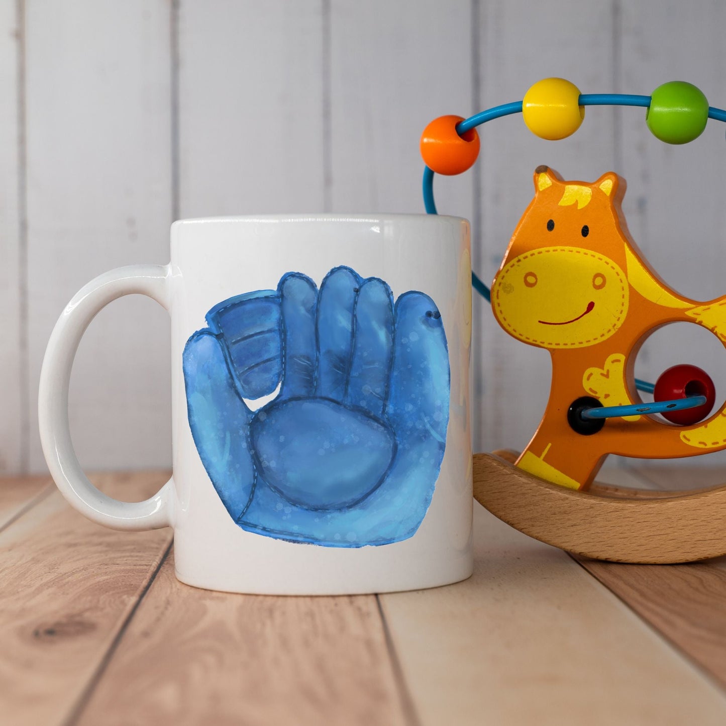 Personalized Blue Baseball Glove Mug - MerikaArt