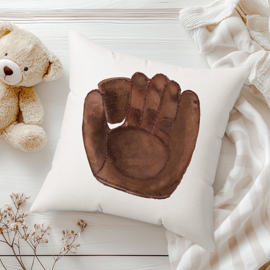 Personalized Brown Baseball Glove Kids Pillow - MerikaArt