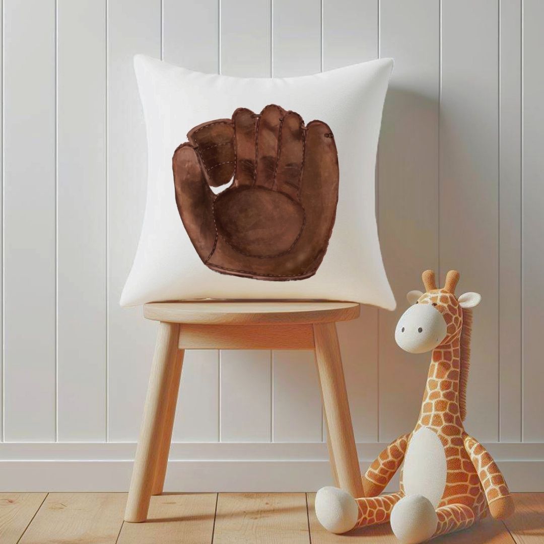 Personalized Brown Baseball Glove Kids Pillow - MerikaArt