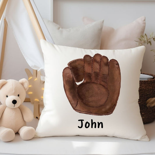 Personalized Brown Baseball Glove Kids Pillow - MerikaArt