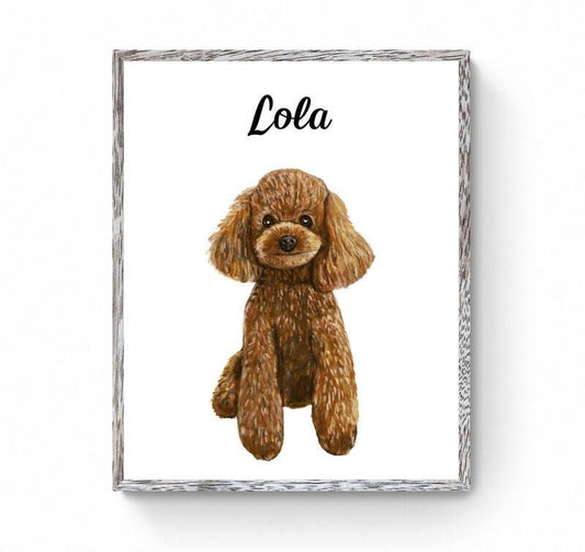 Personalized Brown Poodle Print, Poodle Painting, Doggy Artwork,Cute Poodle Print, Living Room Wall Art, Bedroom Art Print, Nursery Decor - MerikaArt