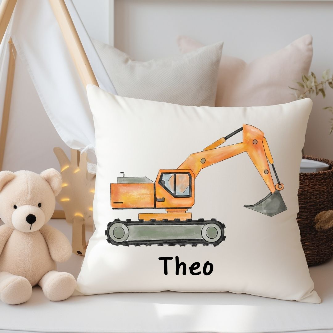 Personalized Excavator Kids Pillow - MerikaArt