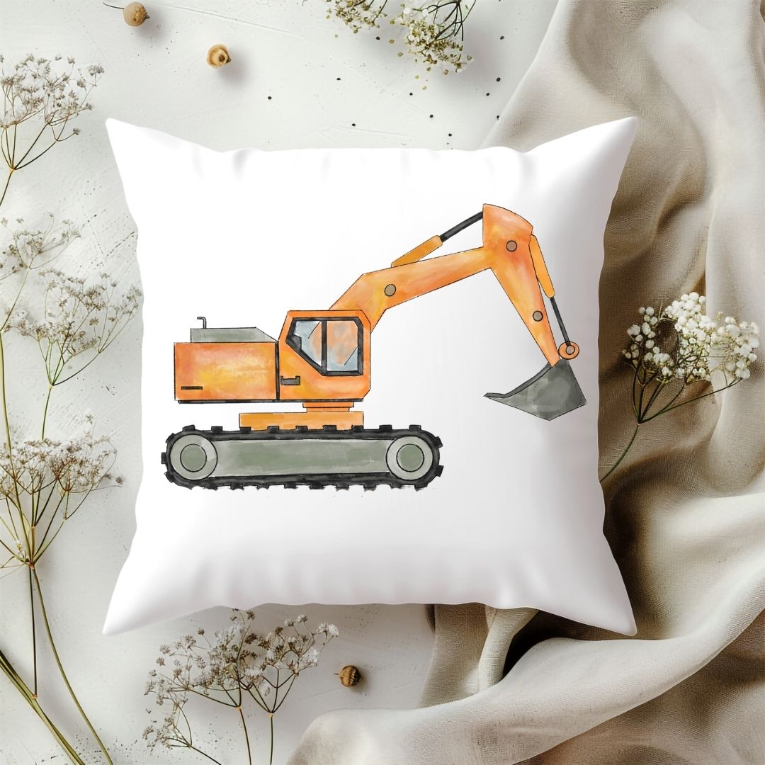 Personalized Excavator Kids Pillow - MerikaArt