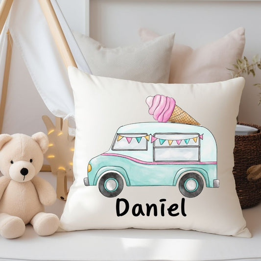 Personalized Ice Cream Truck Kids Pillow - MerikaArt