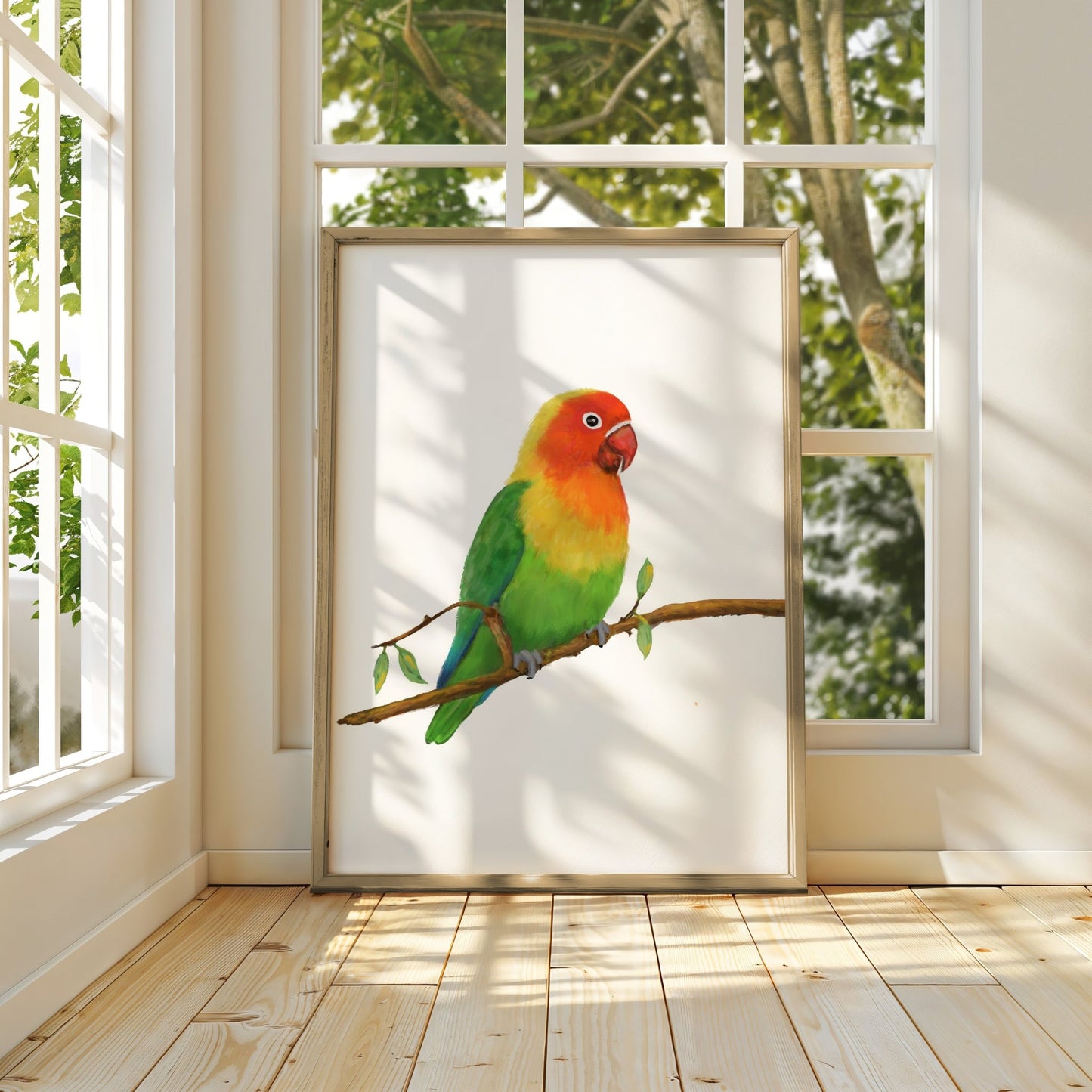 Personalized Lovebird Wall Art Print – Colorful Parrot Illustration for Pet Bird Lovers - MerikaArt