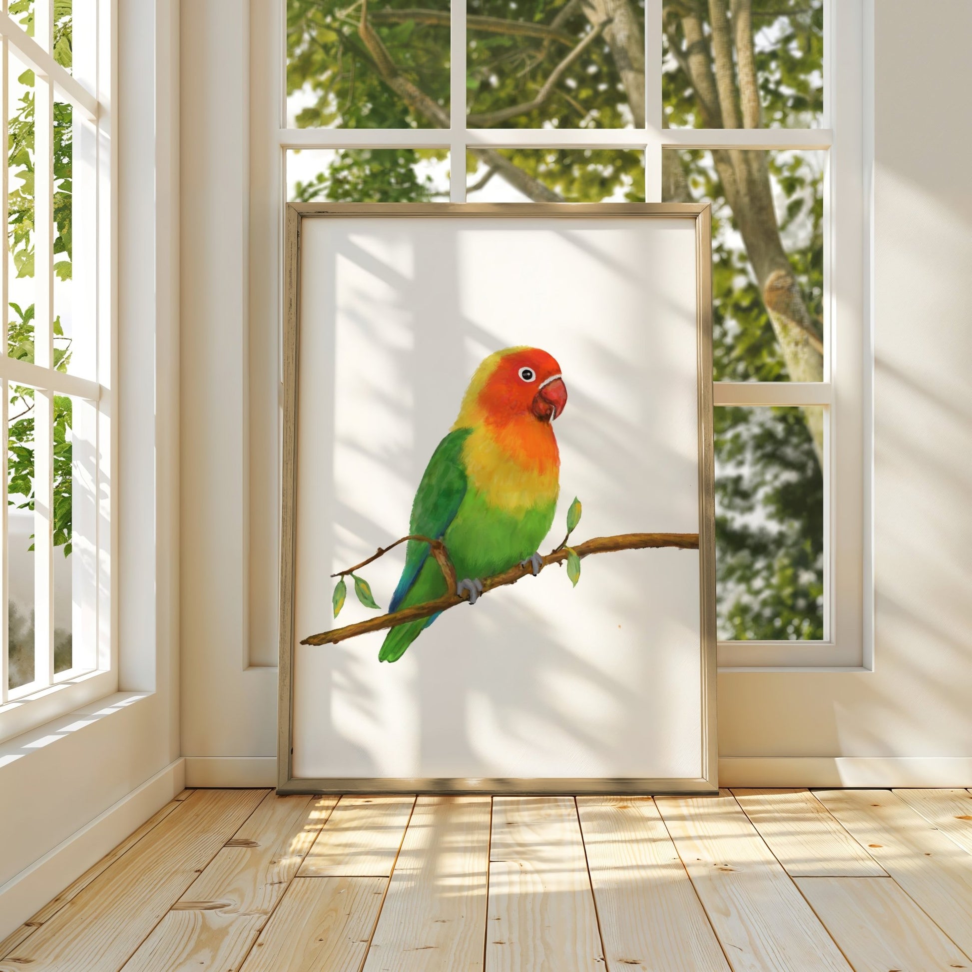Personalized Lovebird Wall Art Print – Colorful Parrot Illustration for Pet Bird Lovers - MerikaArt