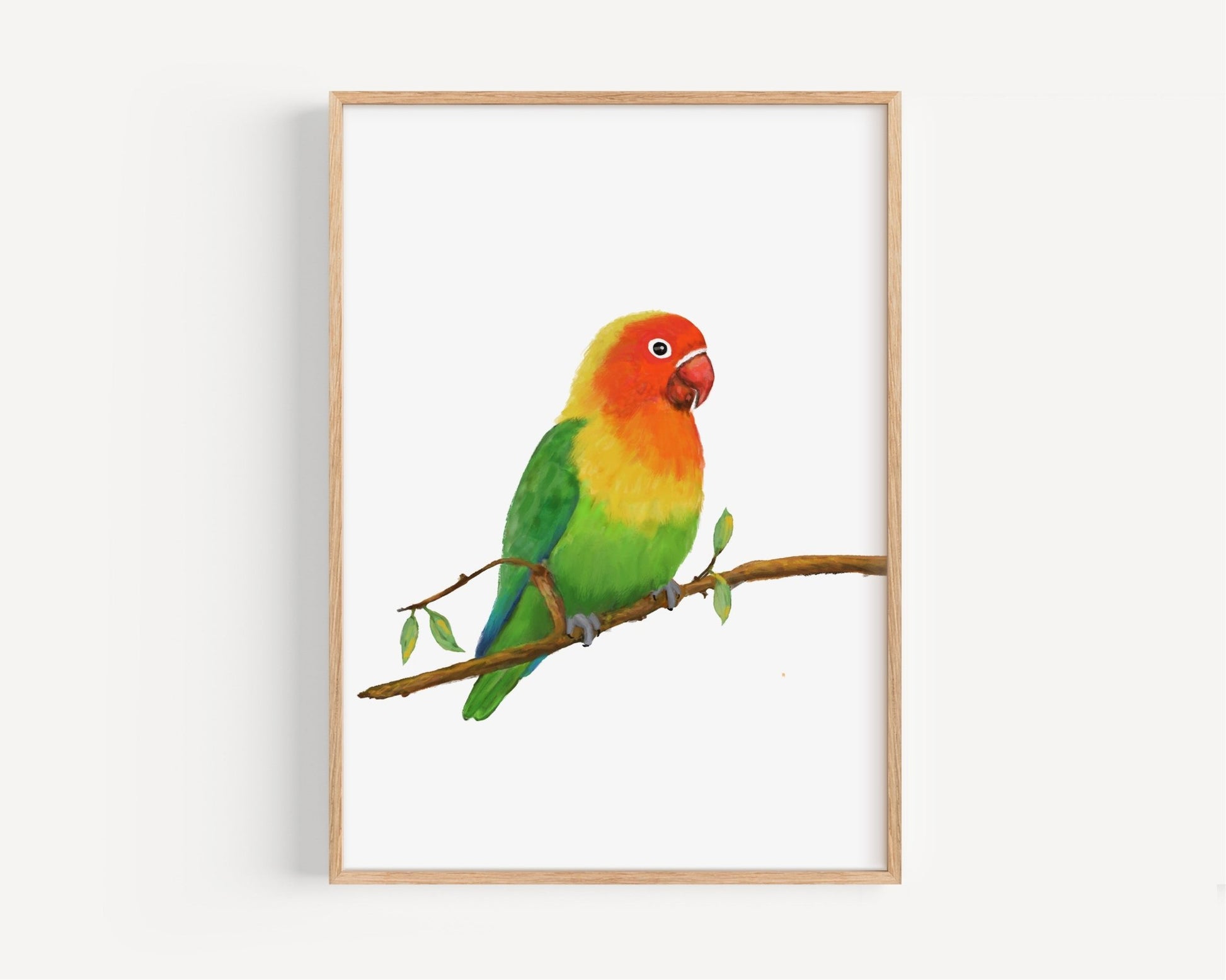 Personalized Lovebird Wall Art Print – Colorful Parrot Illustration for Pet Bird Lovers - MerikaArt