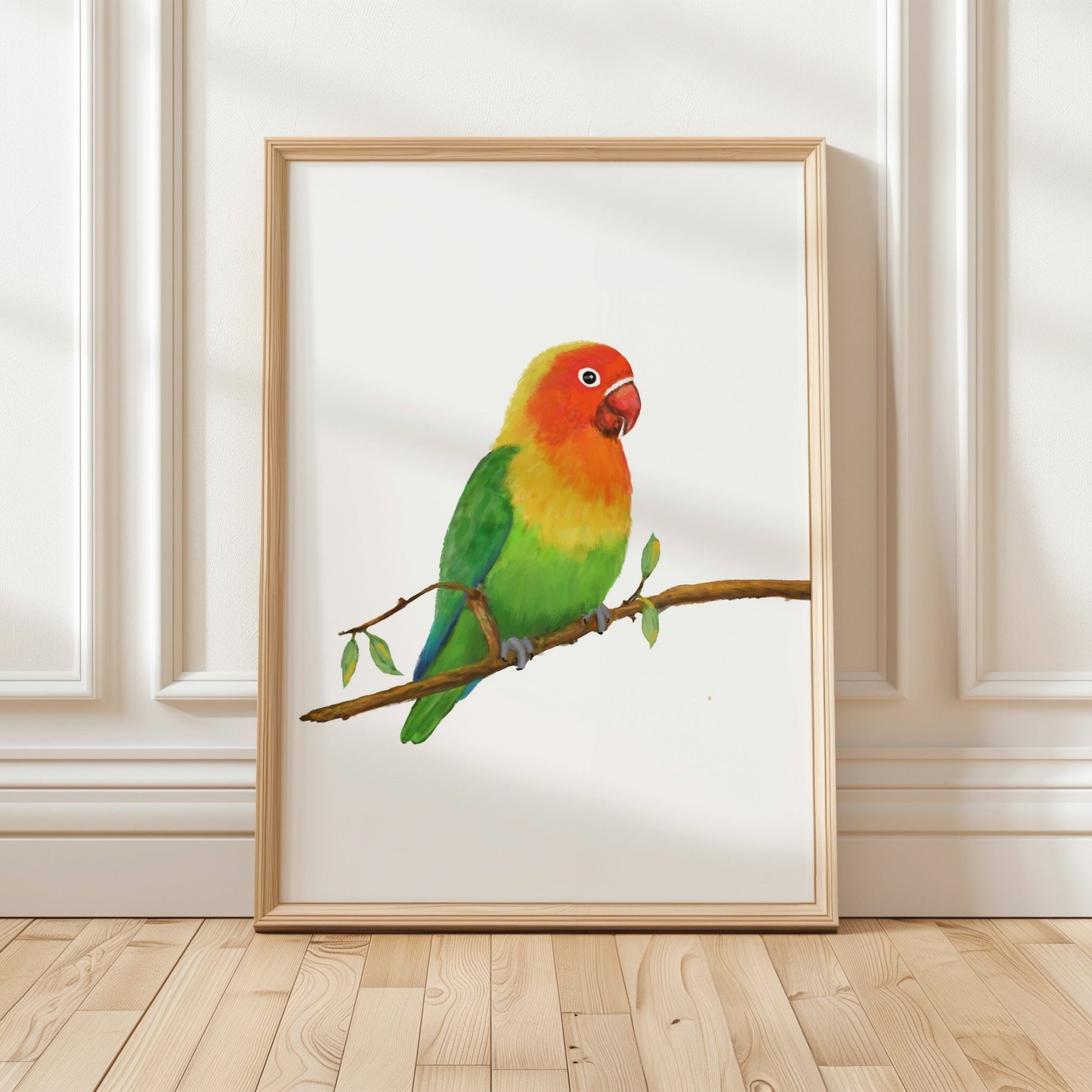 Personalized Lovebird Wall Art Print – Colorful Parrot Illustration for Pet Bird Lovers - MerikaArt