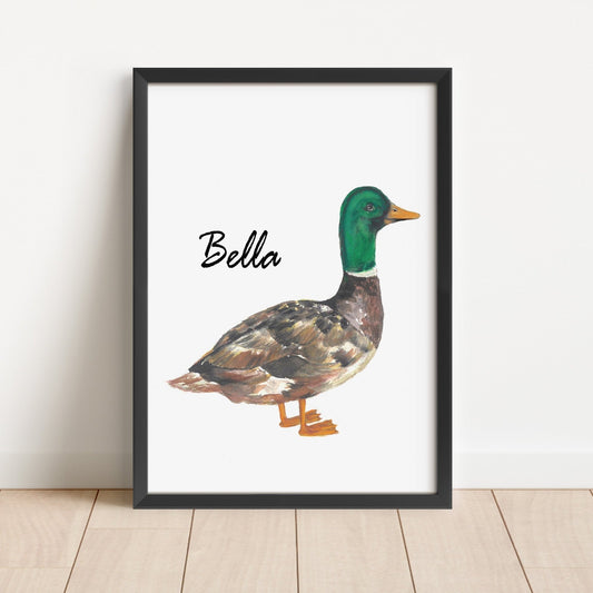 Personalized Mallard Duck Art Print – Charming Nature - Inspired Bird Decor - MerikaArt