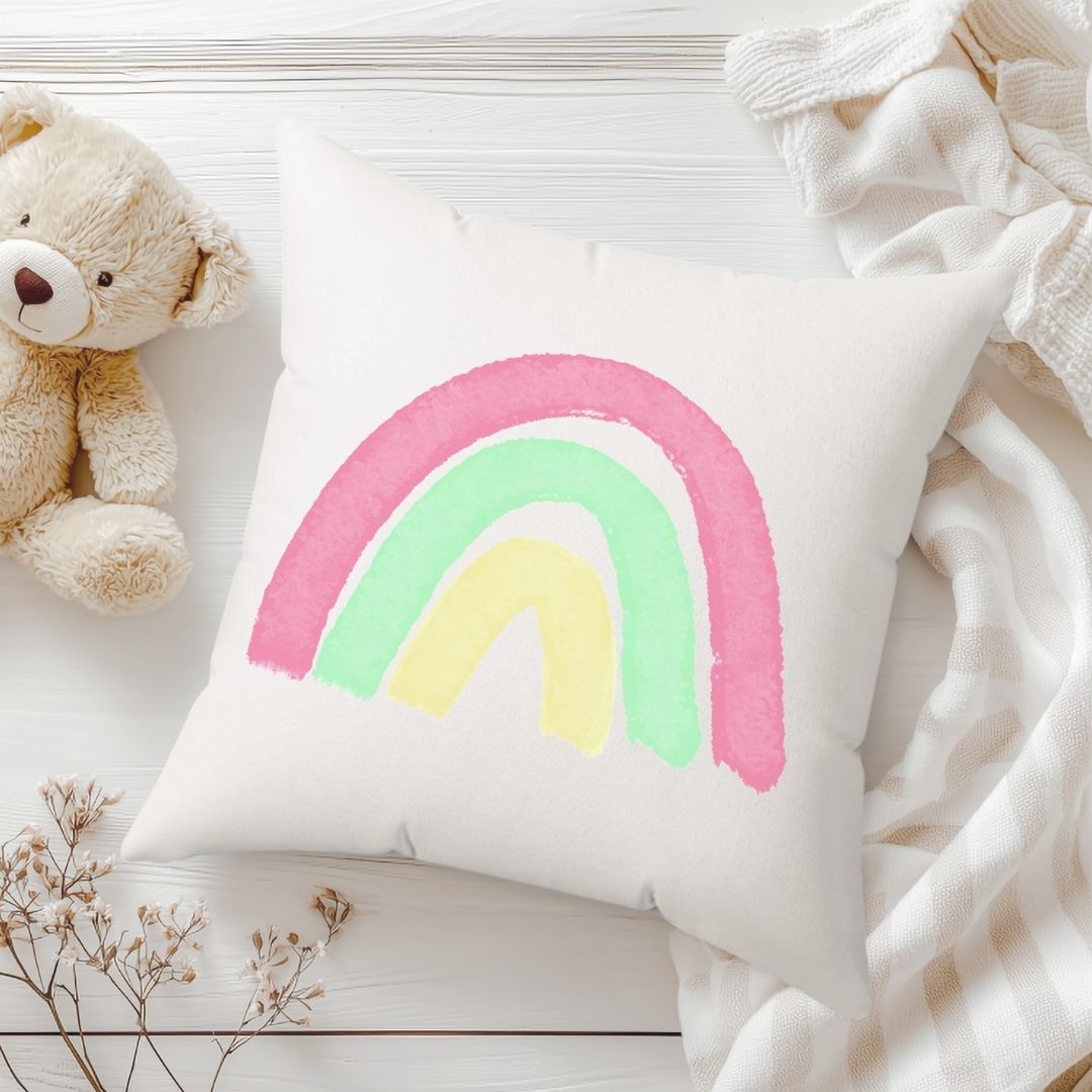 Personalized Pastel Rainbow Kids Pillow - MerikaArt