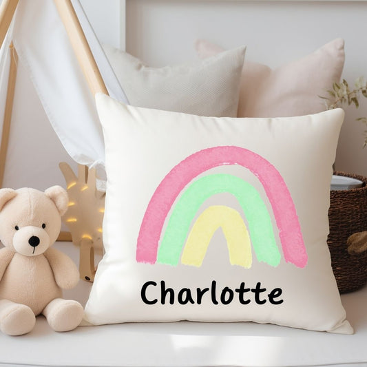 Personalized Pastel Rainbow Kids Pillow - MerikaArt