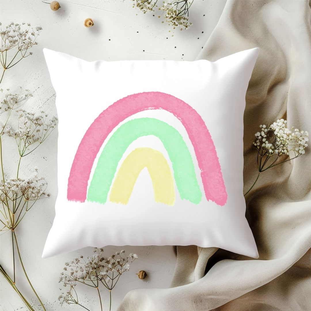 Personalized Pastel Rainbow Kids Pillow - MerikaArt