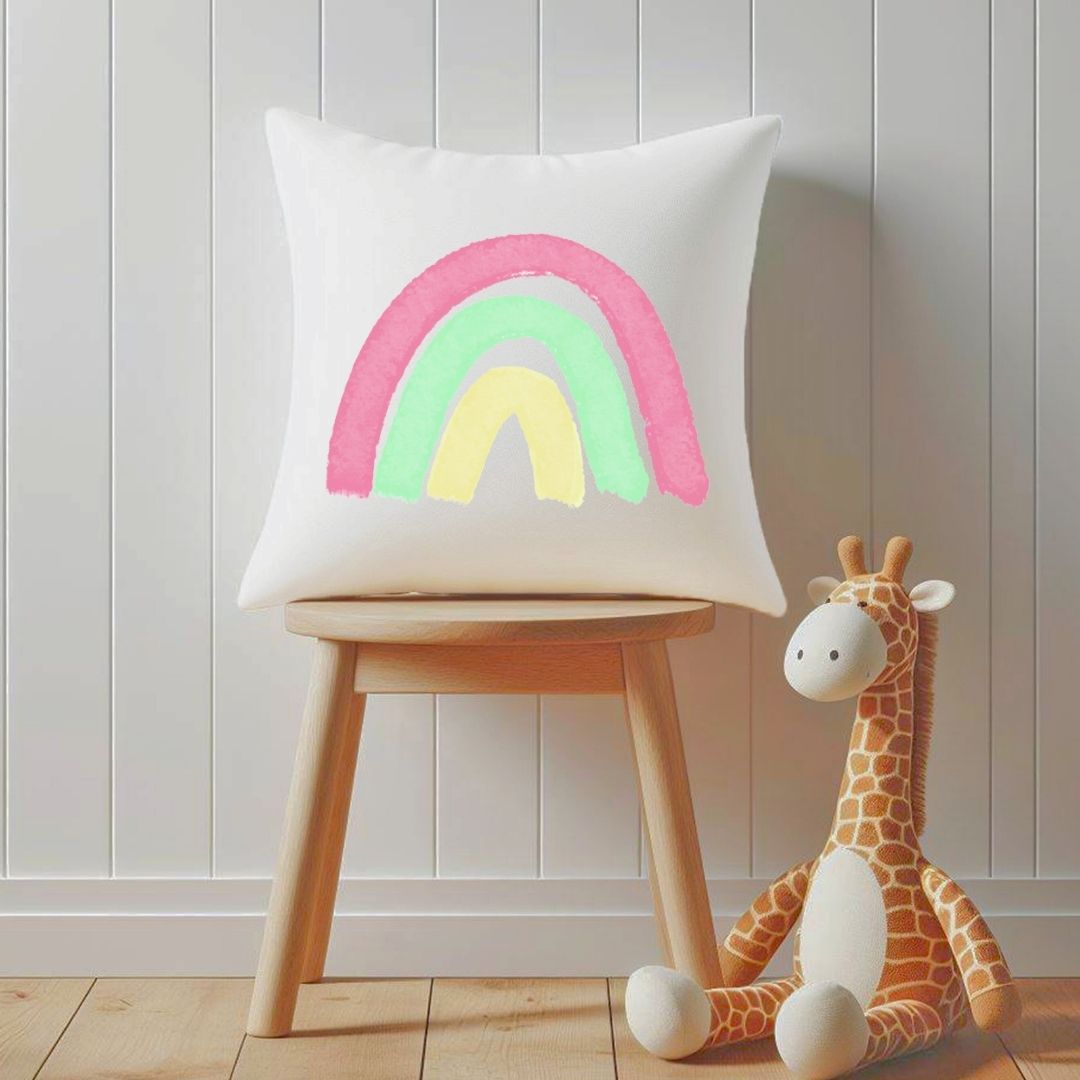 Personalized Pastel Rainbow Kids Pillow - MerikaArt