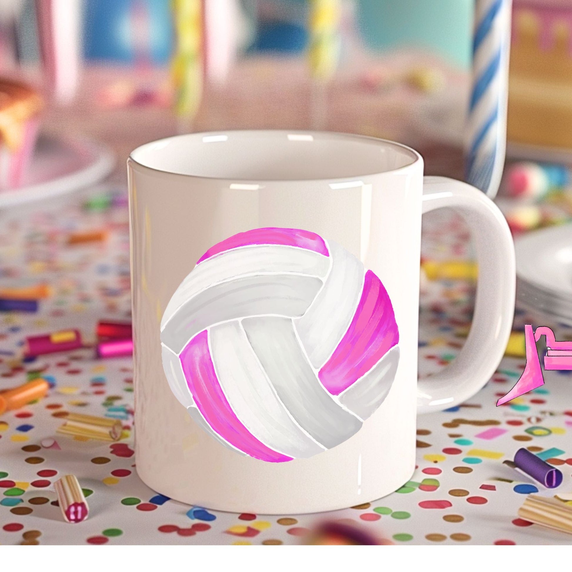 Personalized Pink Volleyball Mug - MerikaArt