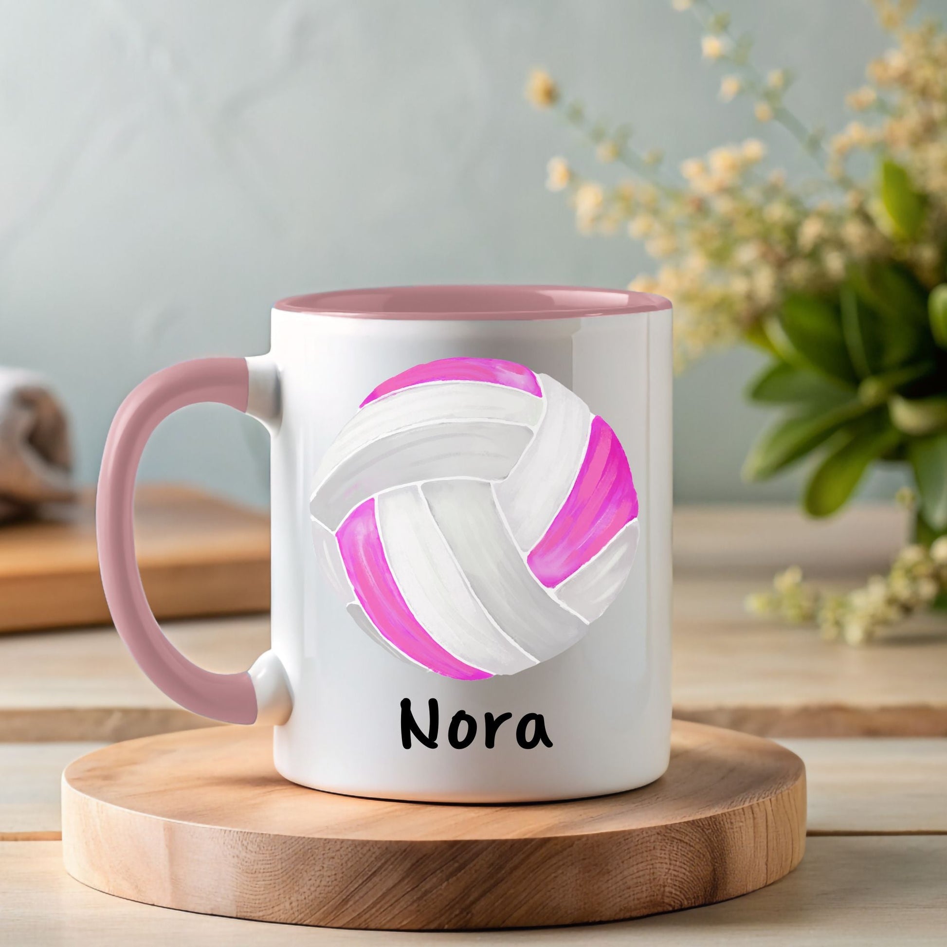 Personalized Pink Volleyball Mug - MerikaArt