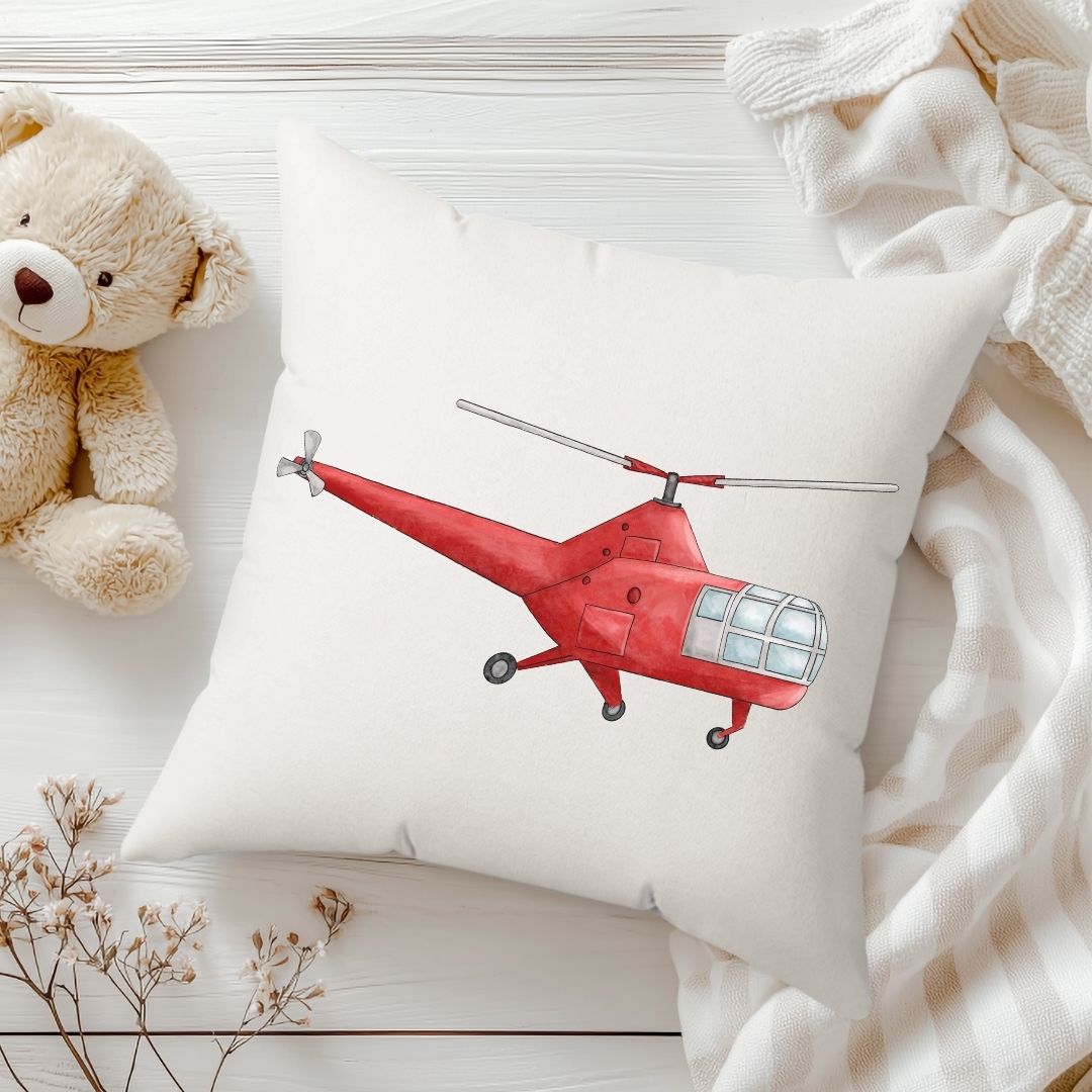 Personalized Red Helicopter Kids Pillow - MerikaArt