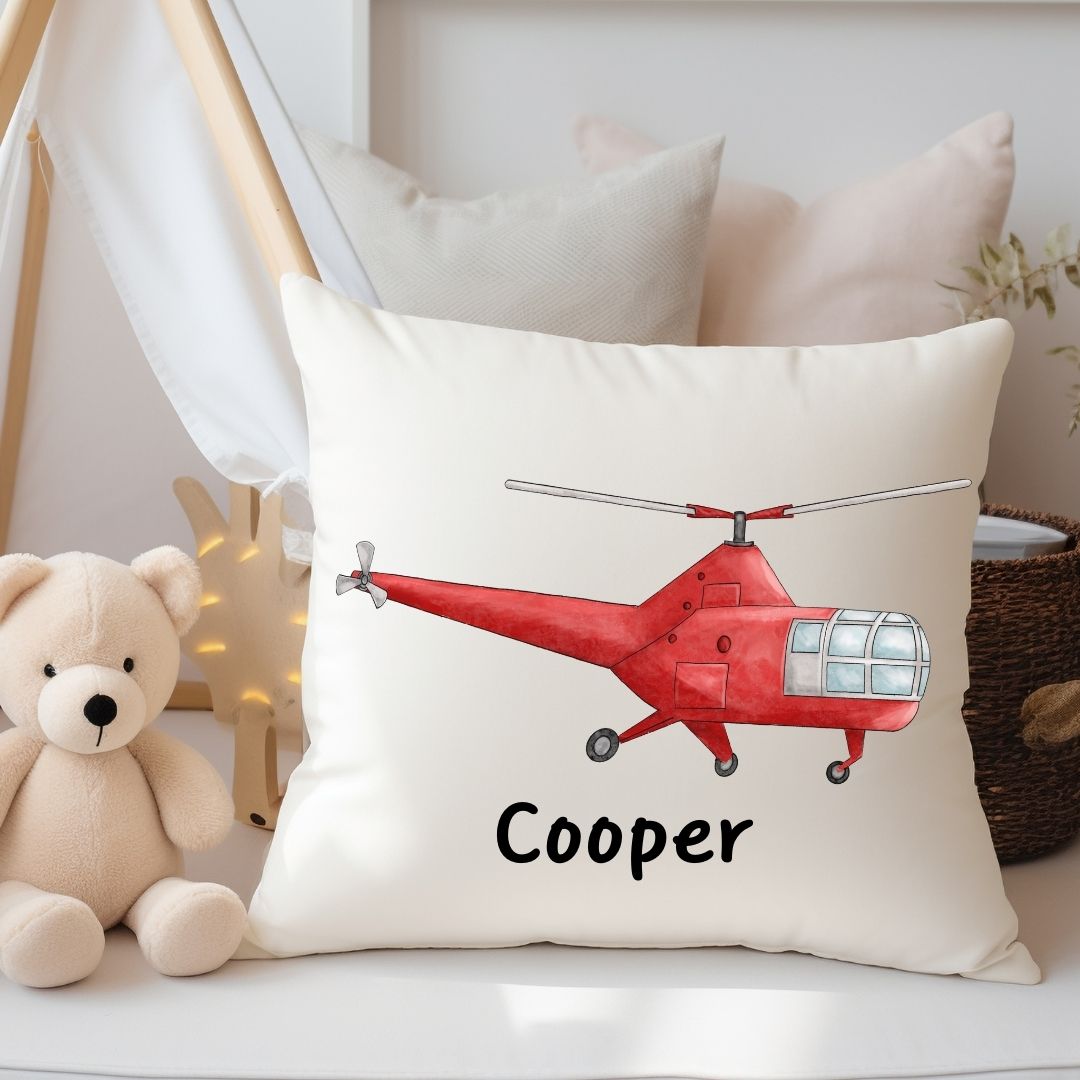 Personalized Red Helicopter Kids Pillow - MerikaArt