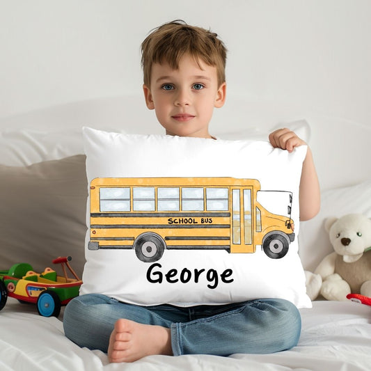 Personalized School Bus Kids Pillow - MerikaArt