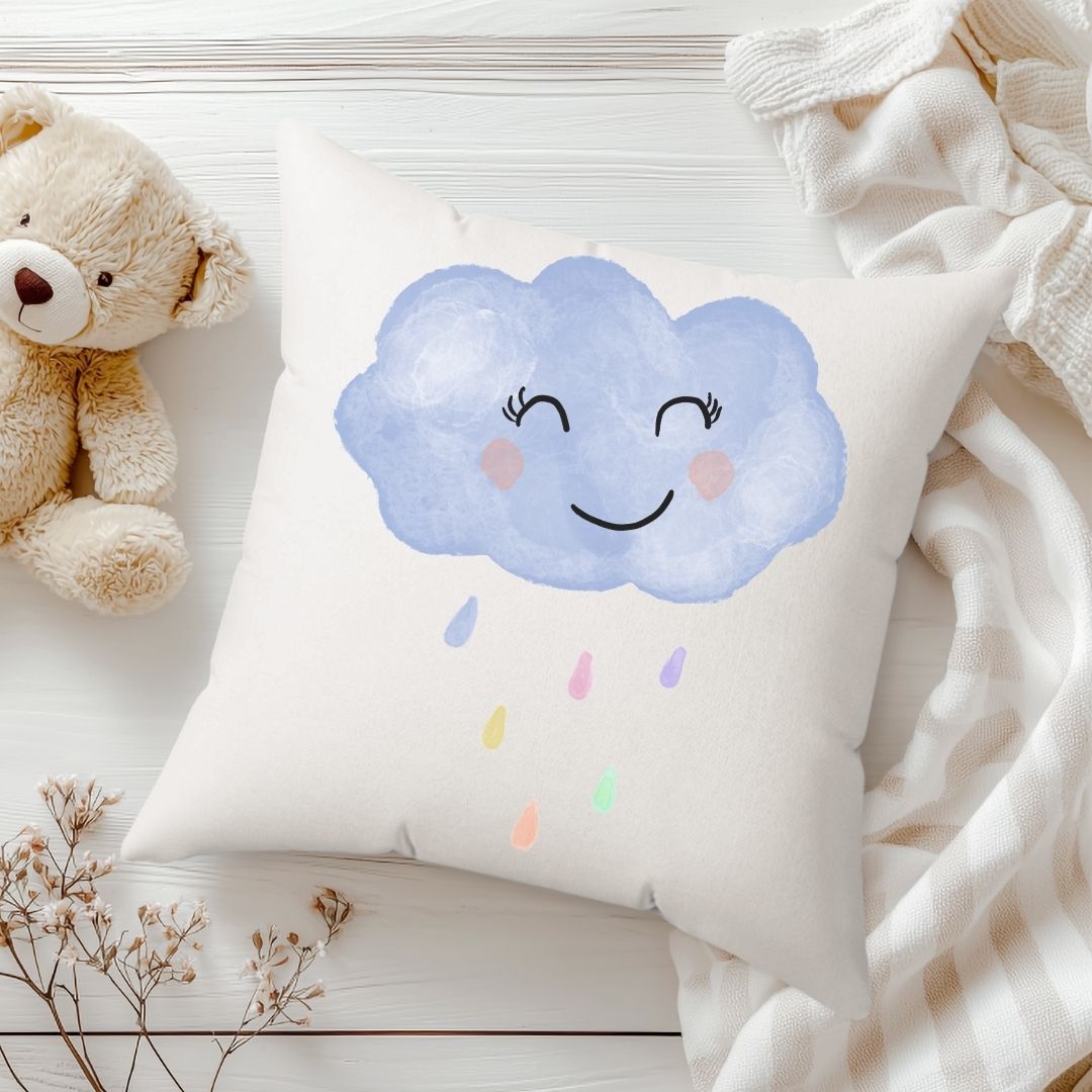 Personalized Smiling Cloud Kids Pillow - MerikaArt