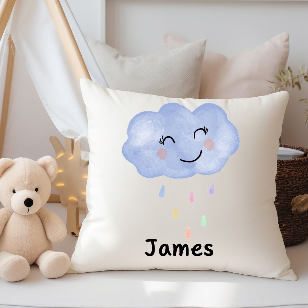 Personalized Smiling Cloud Kids Pillow - MerikaArt