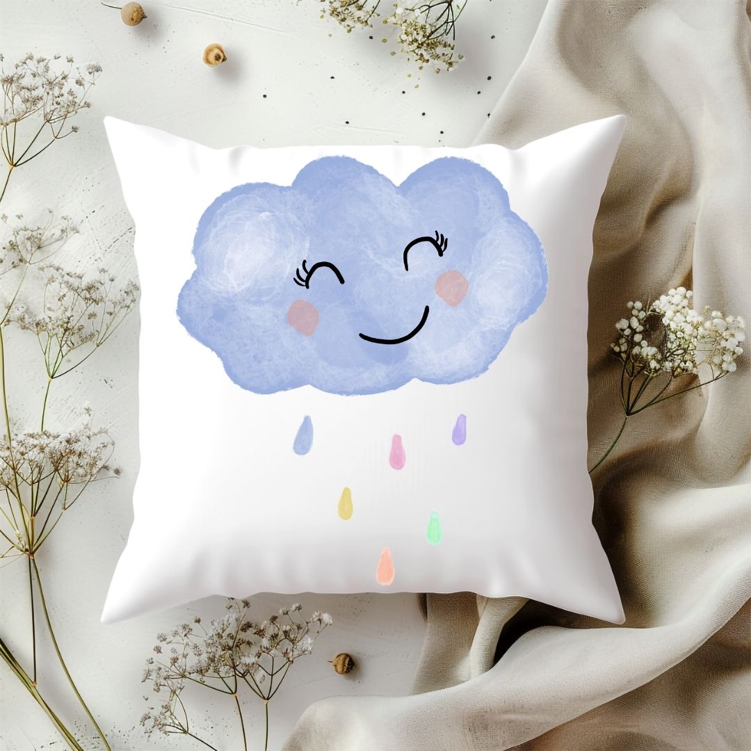 Personalized Smiling Cloud Kids Pillow - MerikaArt