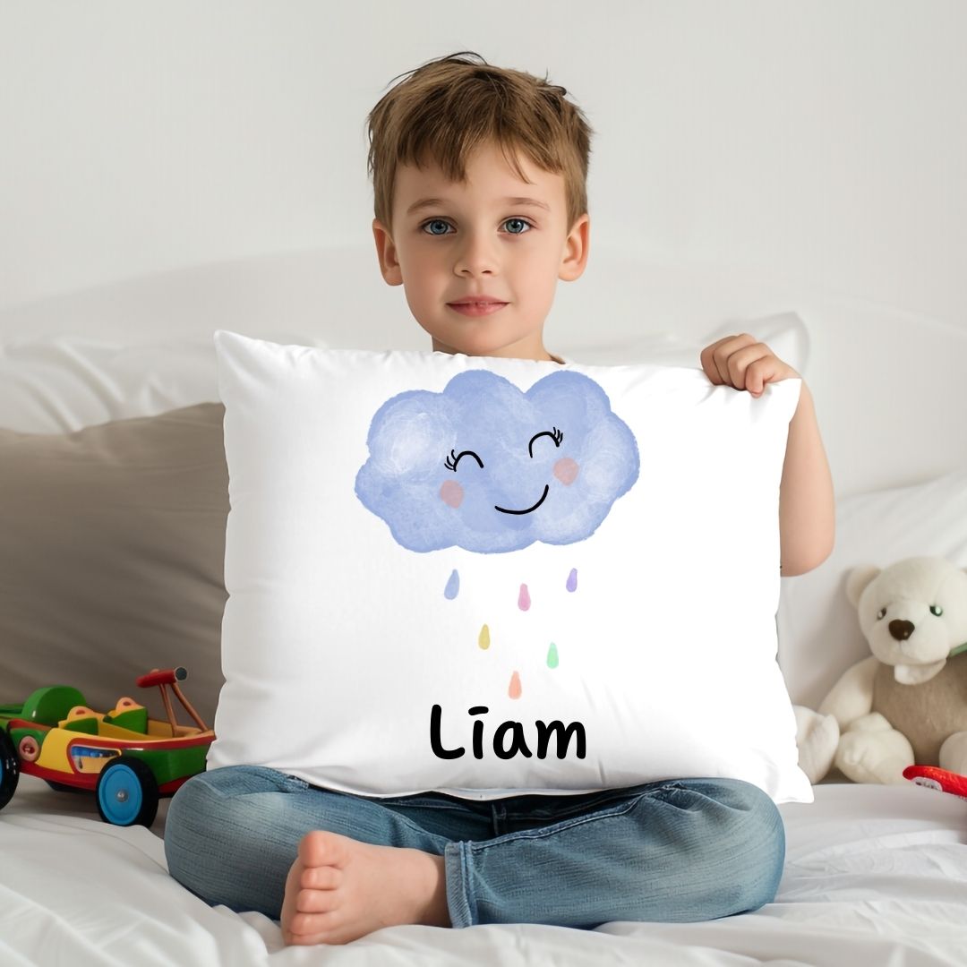 Personalized Smiling Cloud Kids Pillow - MerikaArt