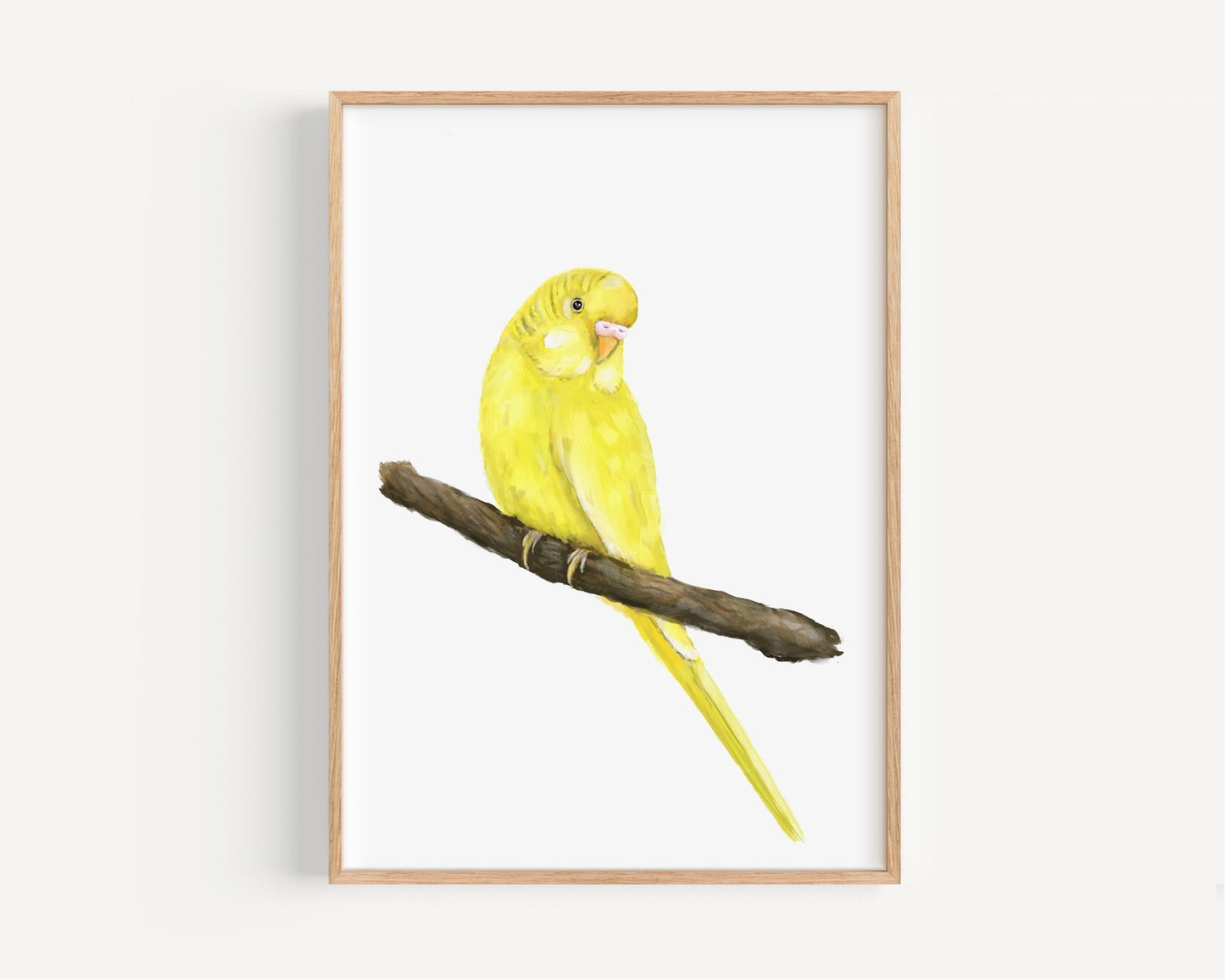 Personalized Yellow Budgie Wall Art Print – Bright Budgerigar Illustration for Bird Lovers - MerikaArt