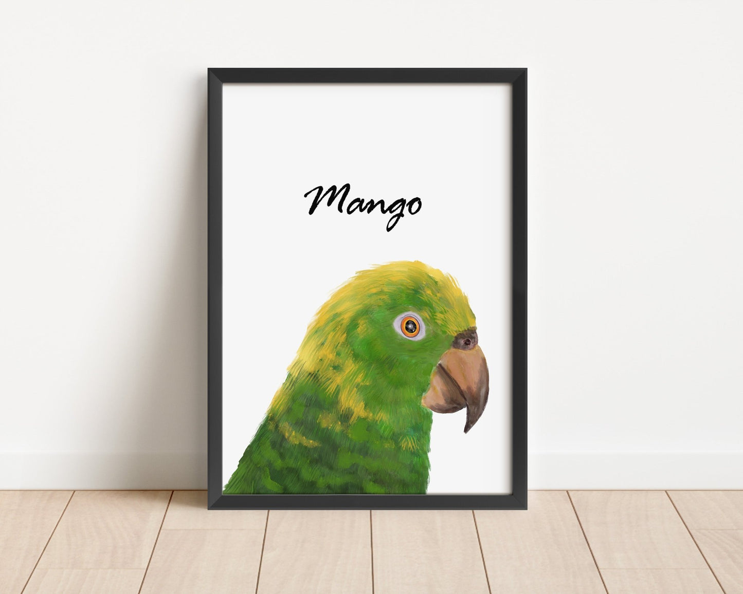 Personalized Yellow Headed Amazon Parrot Wall Art Print – Yellow - Naped Parrot Illustration for Bird Lovers - MerikaArt