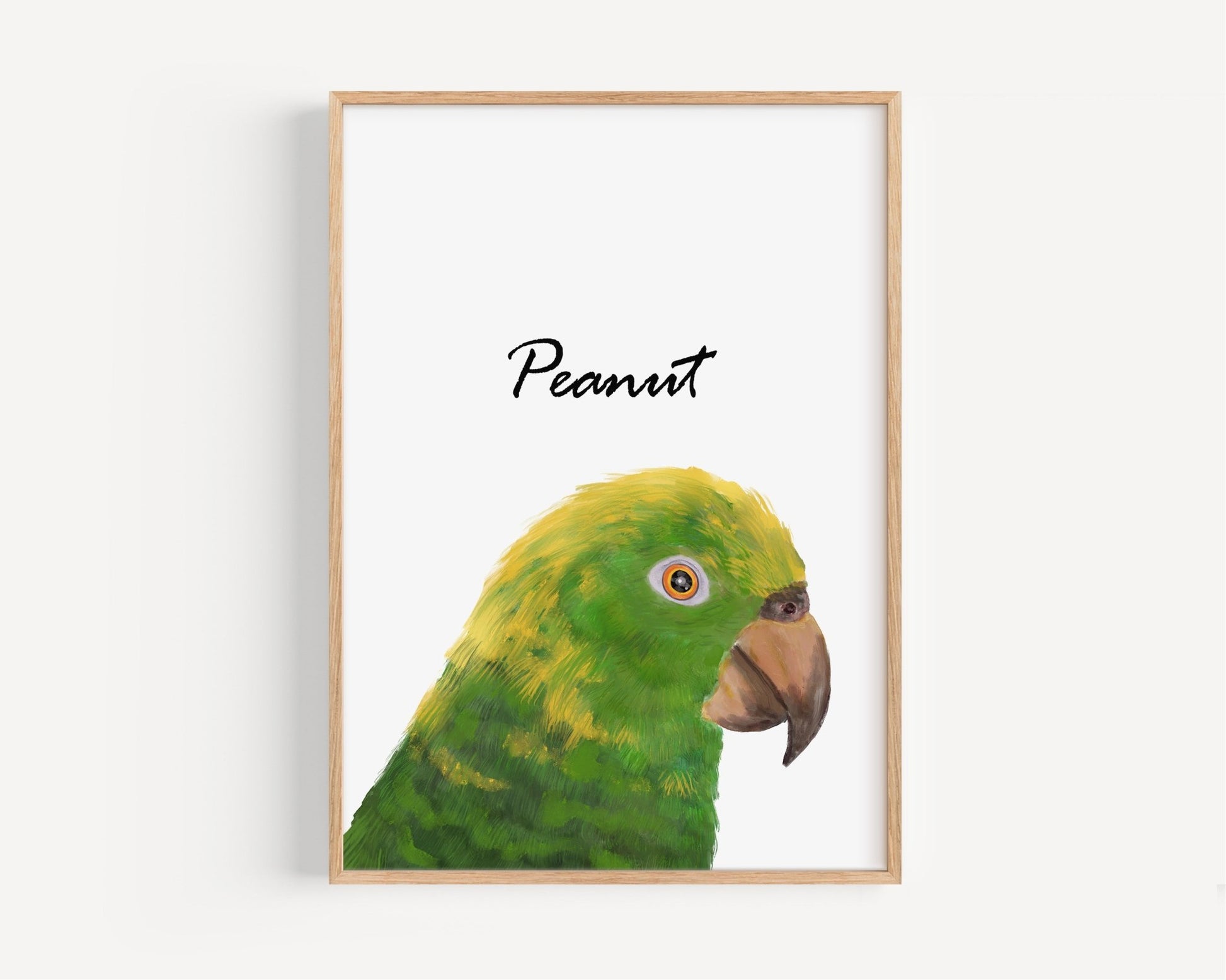 Personalized Yellow Headed Amazon Parrot Wall Art Print – Yellow - Naped Parrot Illustration for Bird Lovers - MerikaArt