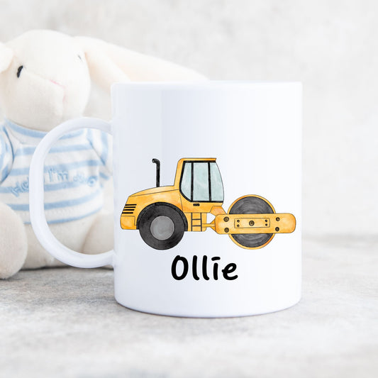 Personalized Yellow Road Roller Mug - MerikaArt