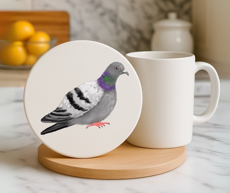 Pigeon Ceramic Coaster - MerikaArt