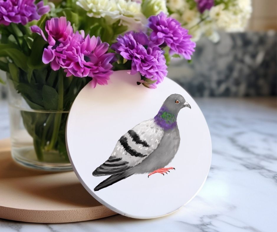 Pigeon Ceramic Coaster - MerikaArt