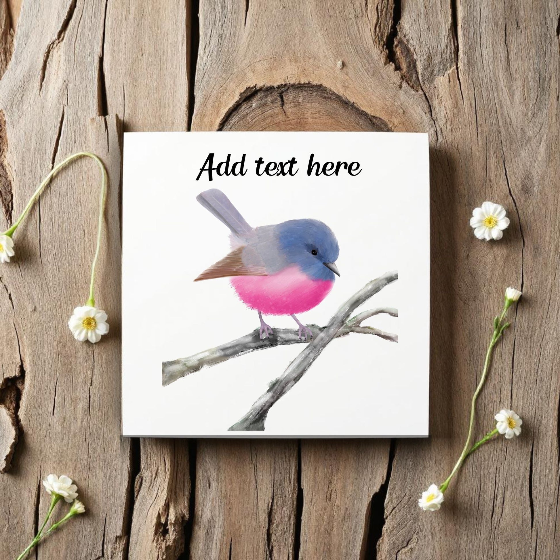 Pink and Blue Bird Ceramic Tile - MerikaArt