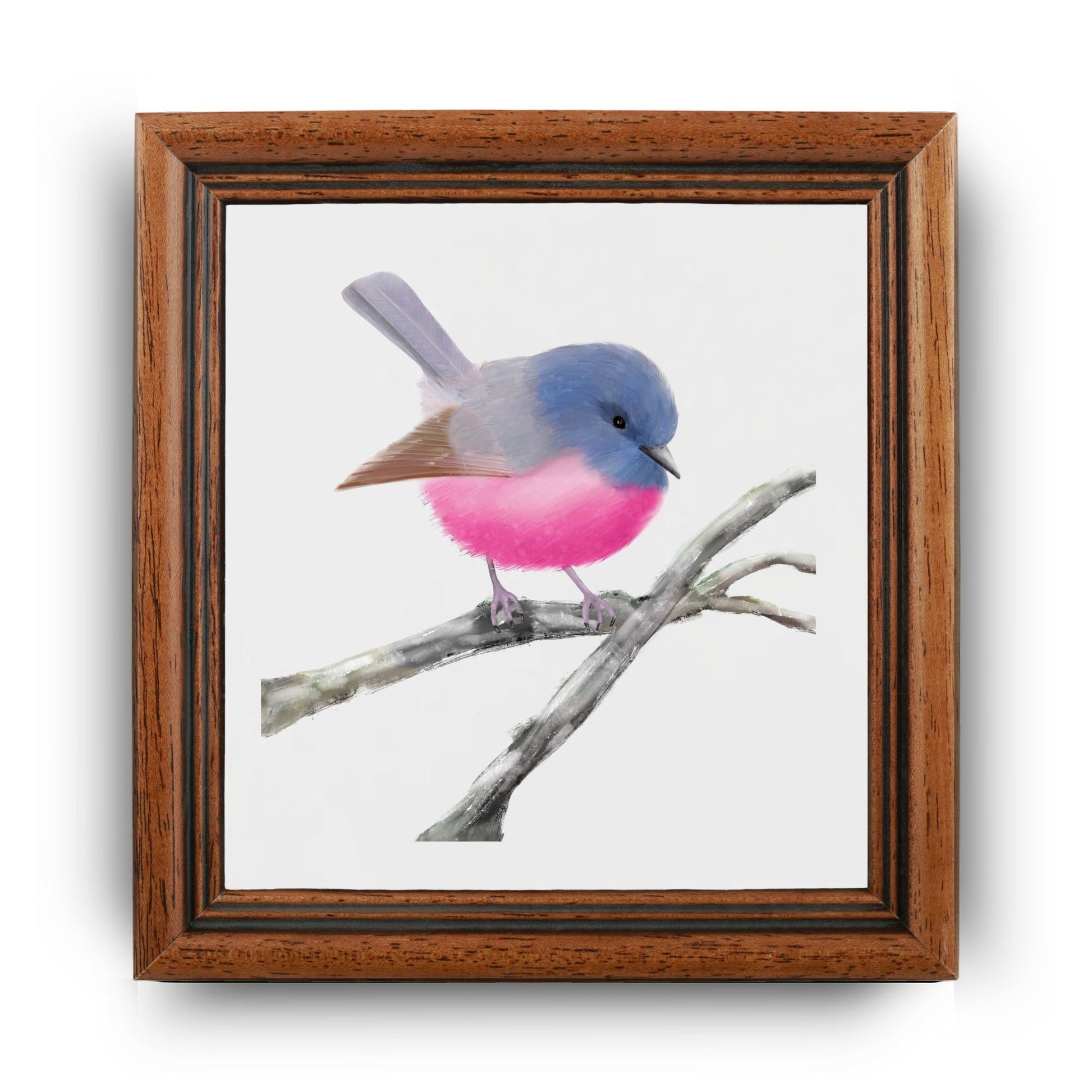 Pink and Blue Bird Ceramic Tile - MerikaArt