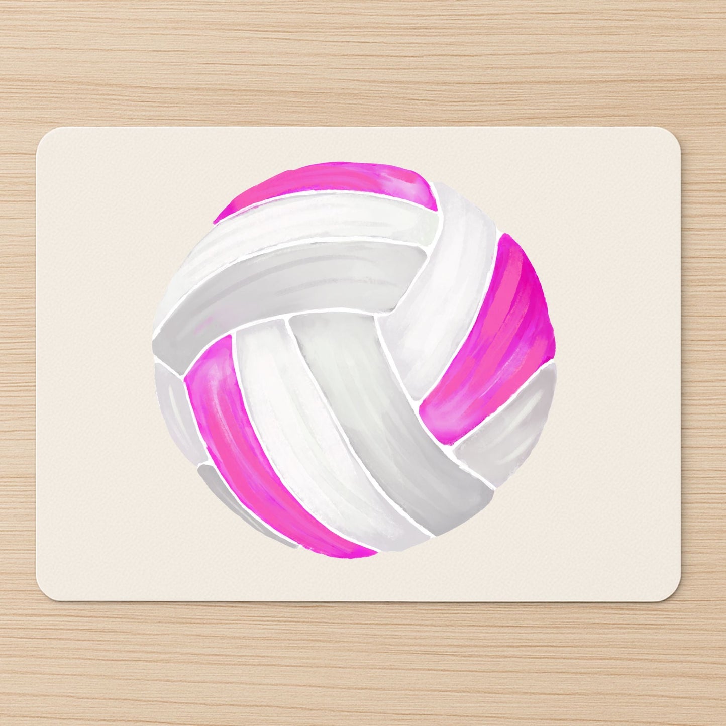 Pink and White Volleyball Mousepad - MerikaArt