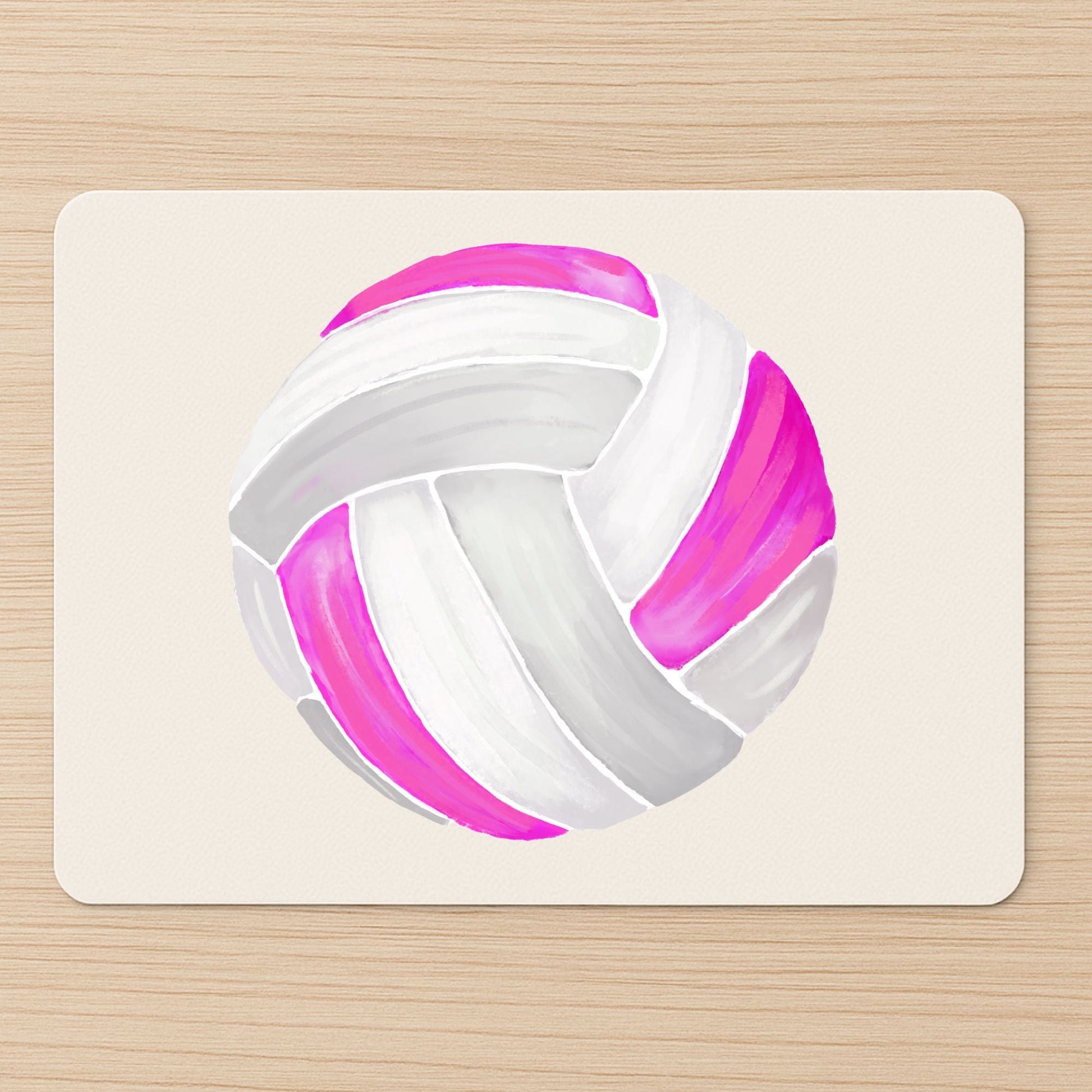 Pink and White Volleyball Mousepad - MerikaArt