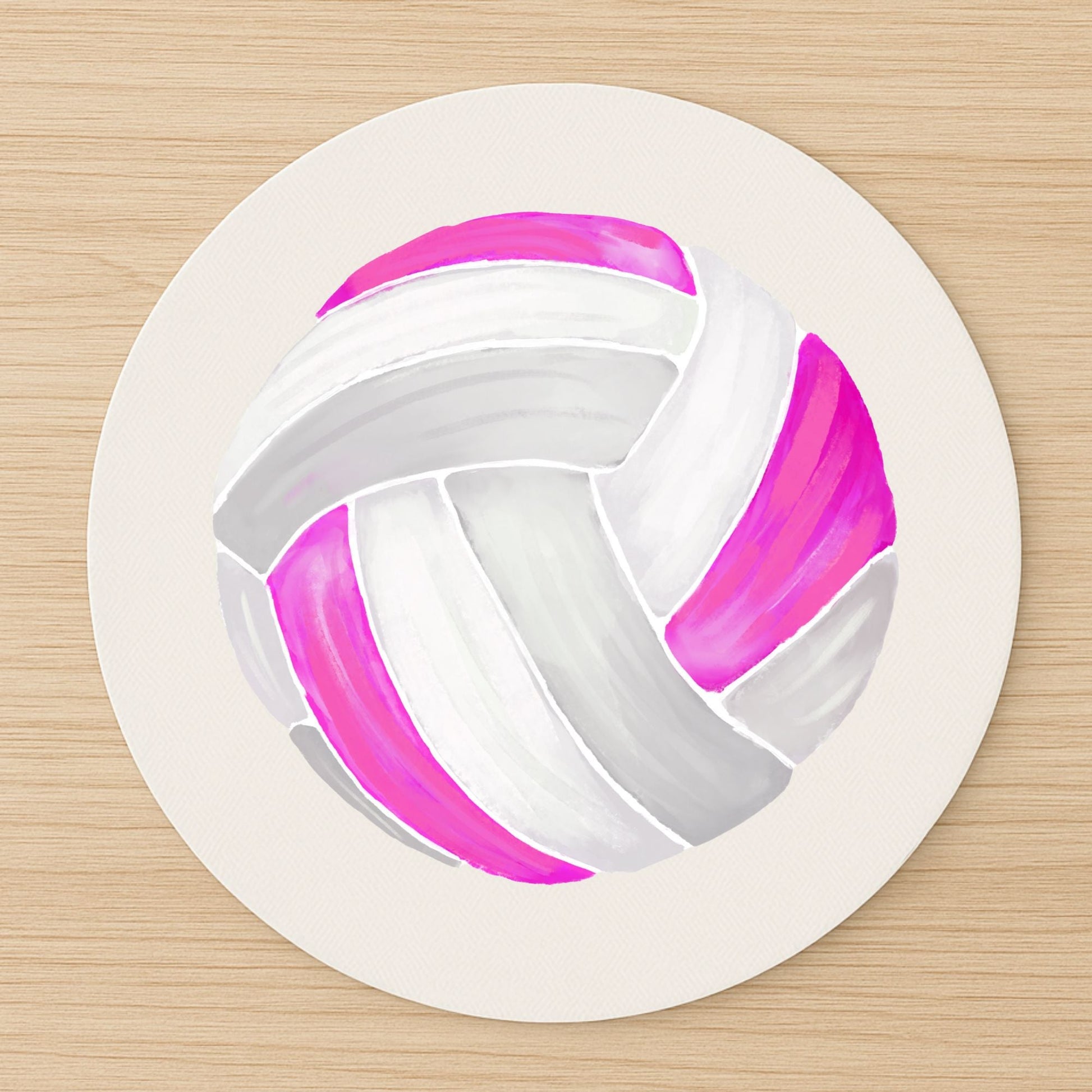 Pink and White Volleyball Mousepad - MerikaArt