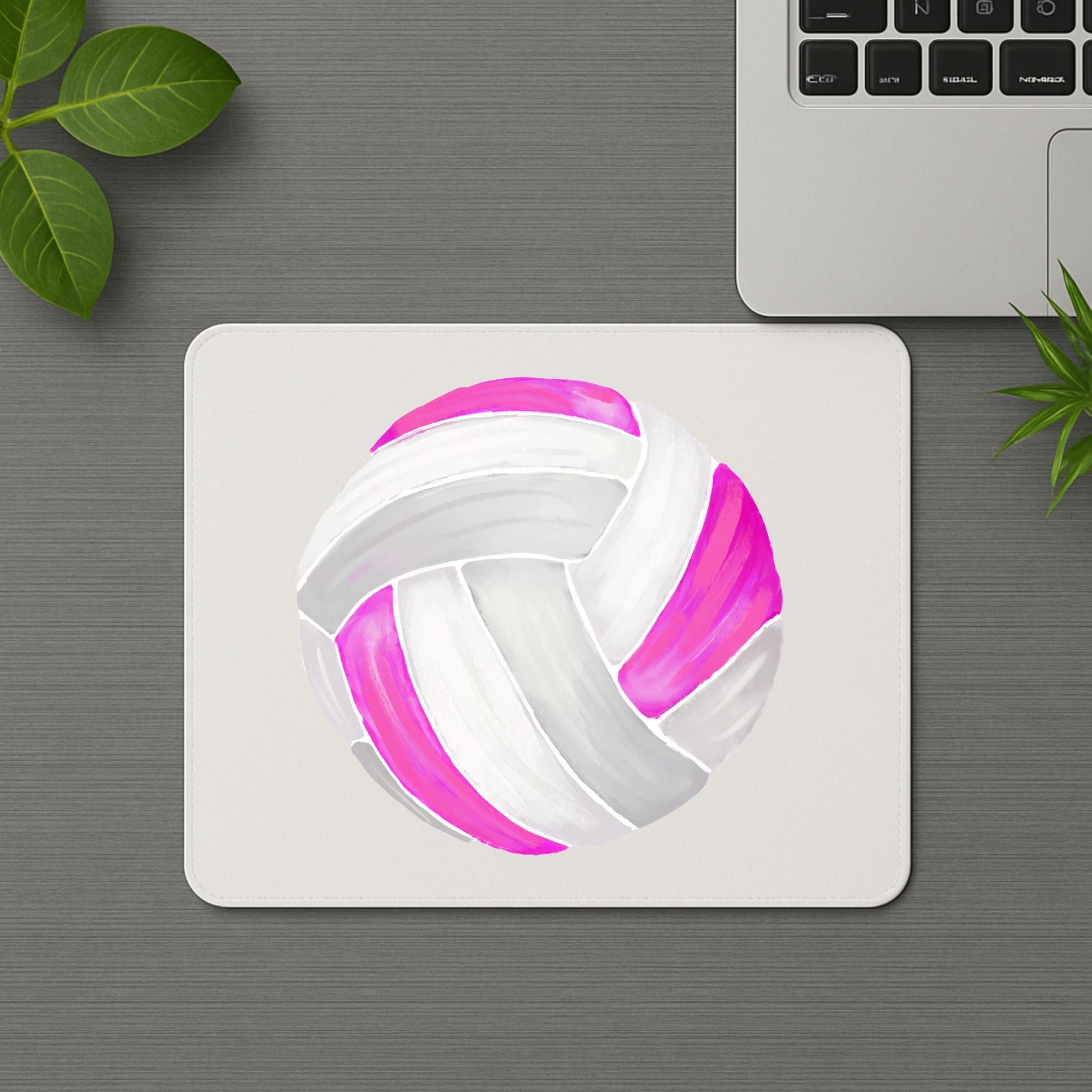 Pink and White Volleyball Mousepad - MerikaArt