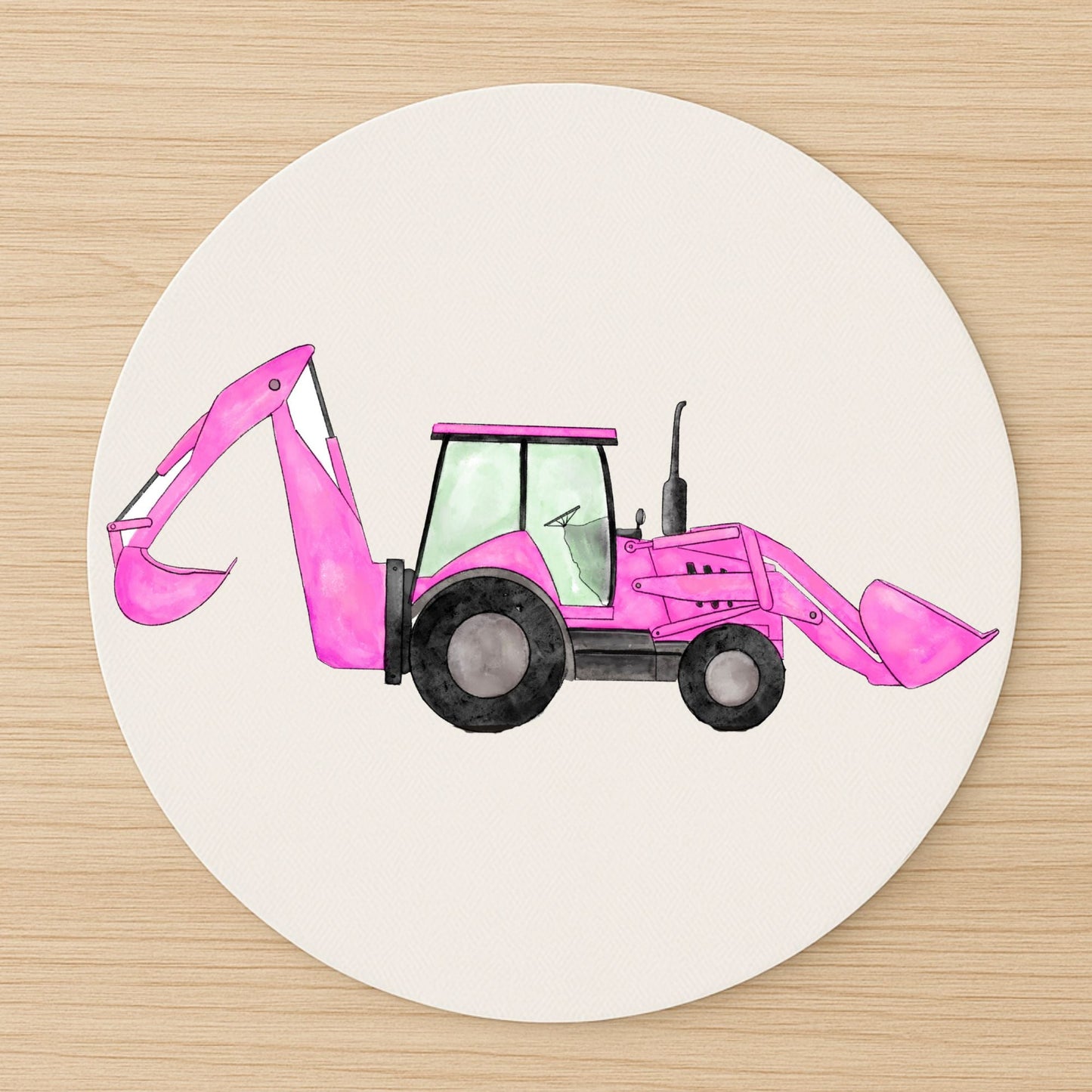 Pink Backhoe Loader Mousepad - MerikaArt