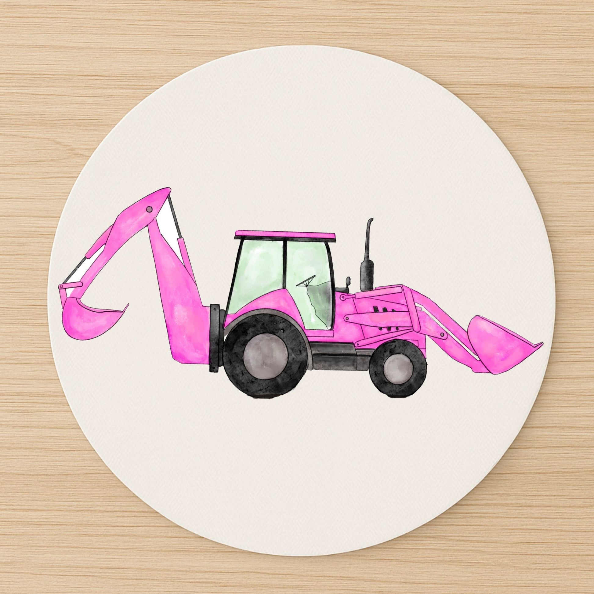 Pink Backhoe Loader Mousepad - MerikaArt
