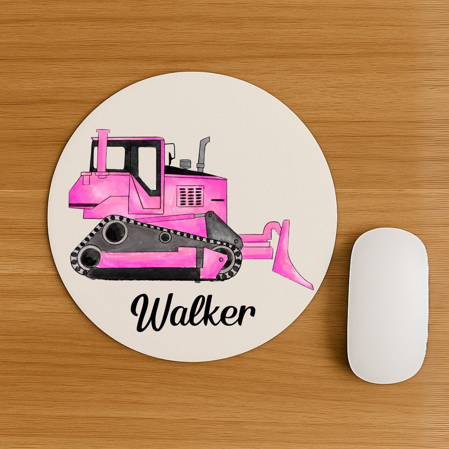 Pink Bulldozer Mousepad - MerikaArt