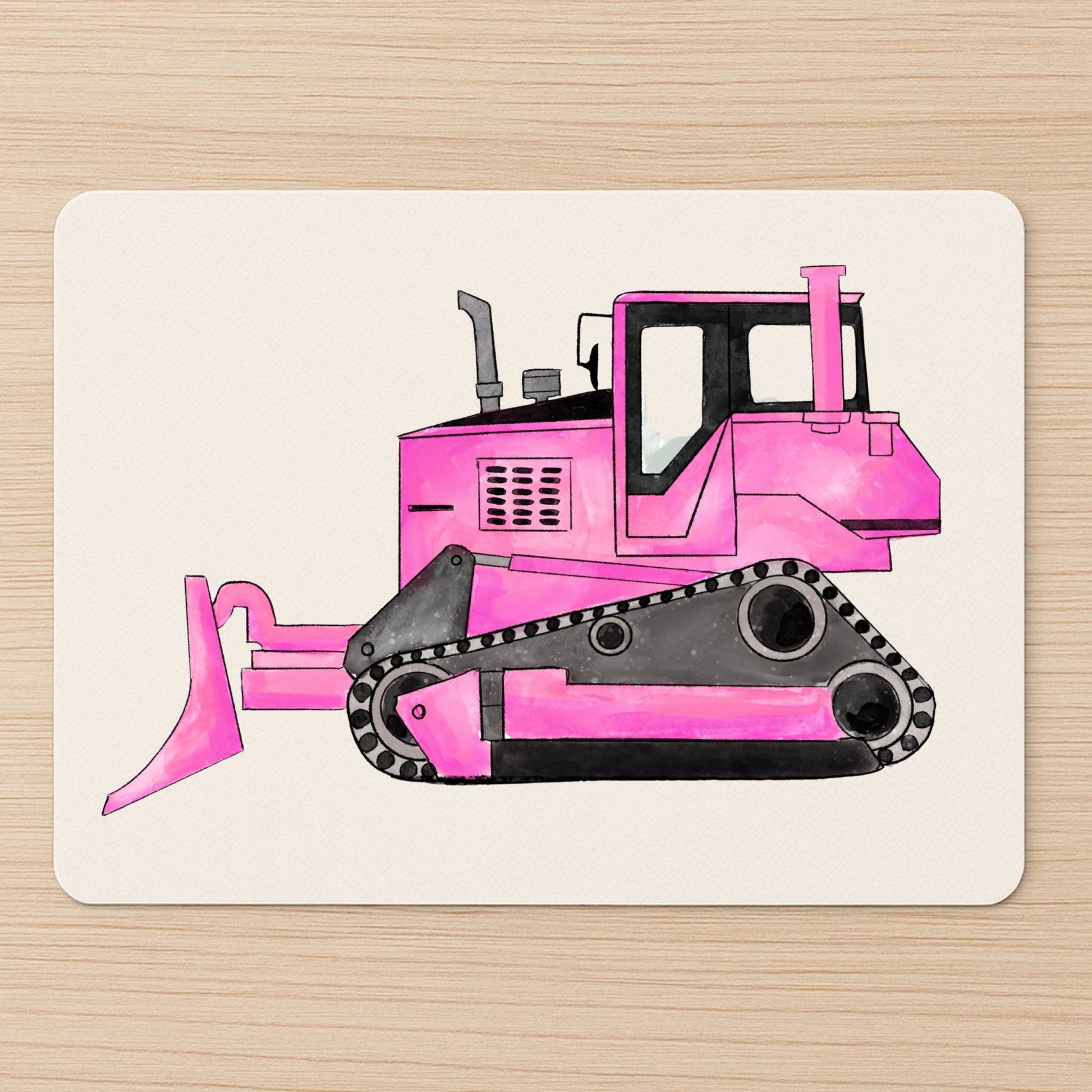 Pink Bulldozer Mousepad - MerikaArt