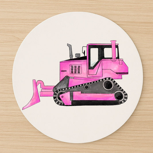 Pink Bulldozer Mousepad - MerikaArt
