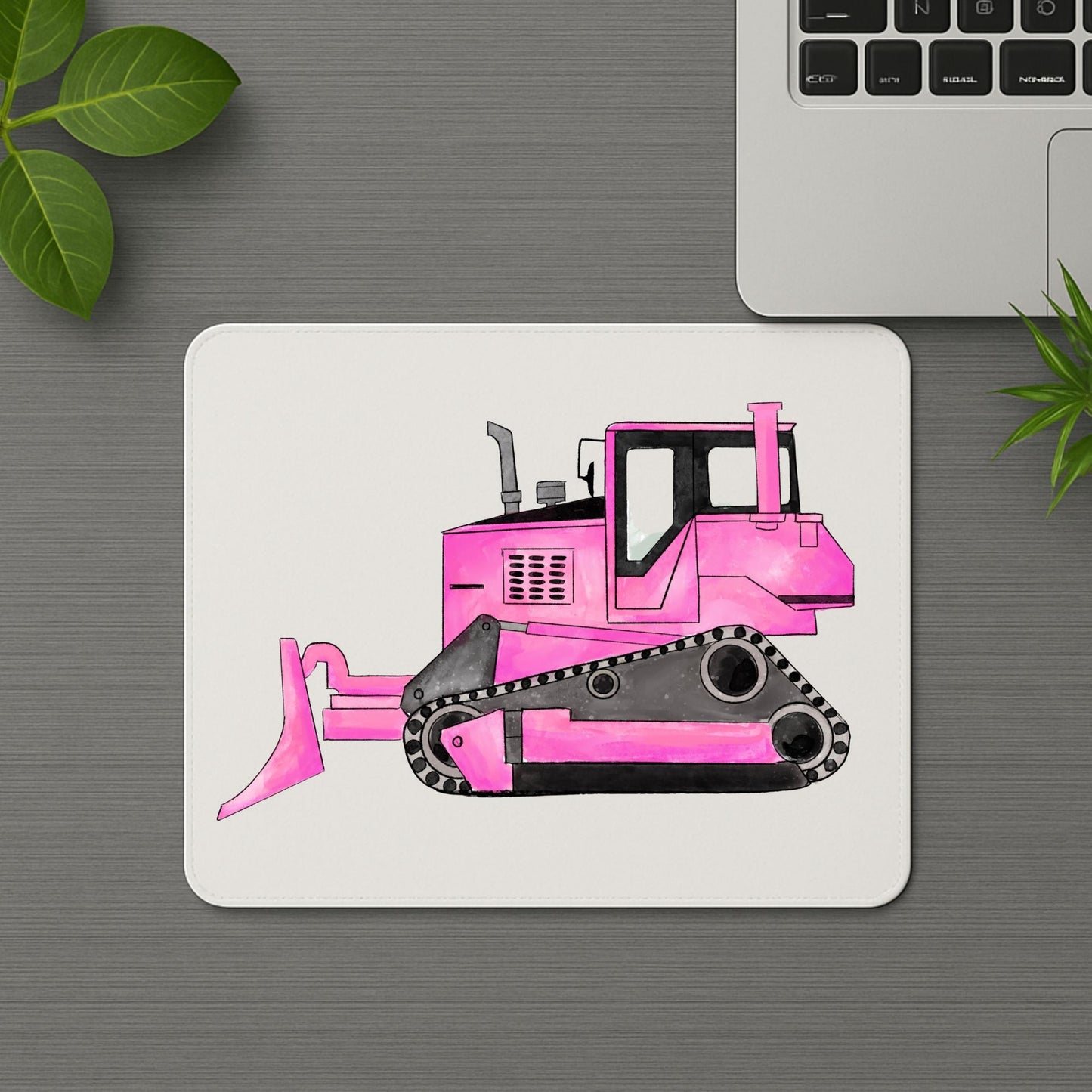 Pink Bulldozer Mousepad - MerikaArt