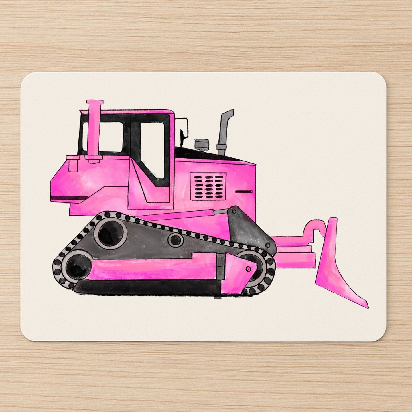 Pink Bulldozer Mousepad - MerikaArt
