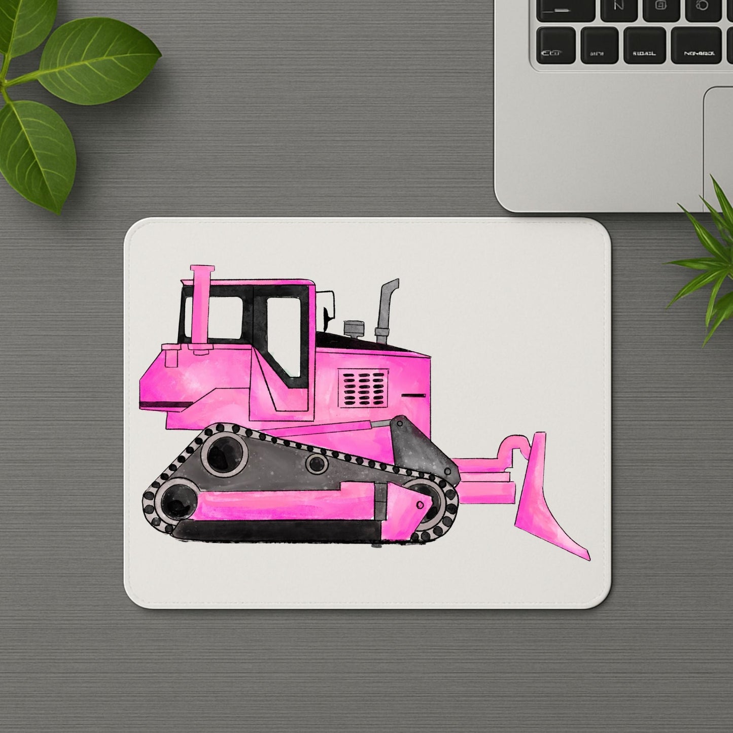Pink Bulldozer Mousepad - MerikaArt