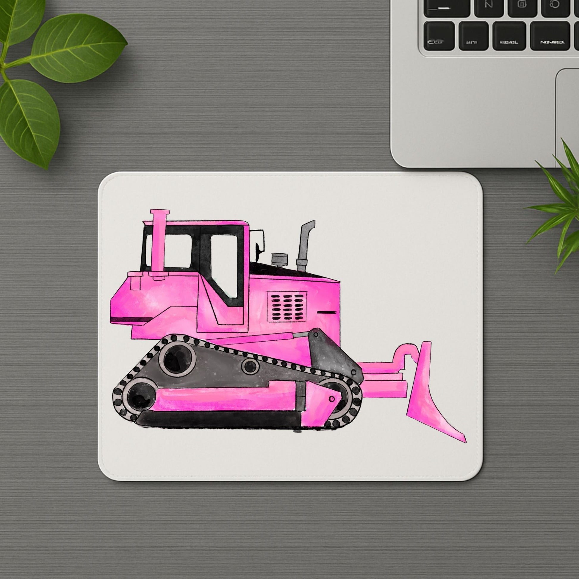 Pink Bulldozer Mousepad - MerikaArt