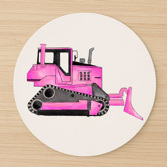 Pink Bulldozer Mousepad - MerikaArt