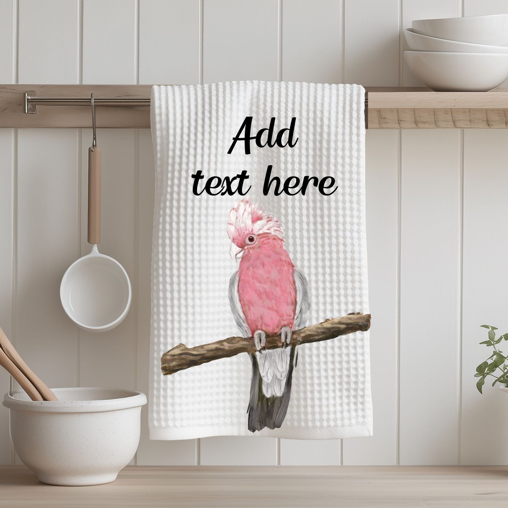 Pink Cockatoo Art Kitchen Towel - MerikaArt